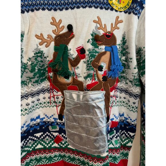New Ugly Sweater Reindeer drink pouch sweater size medium - Picture 4 of 7